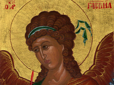 Arcangelo Gabriele: Icona bizantina, tempera ad uovo su legno