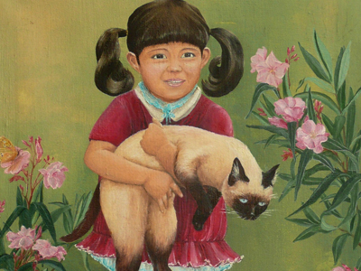 Bambina con Gatto Siamese (Claudia e il Gatto), olio su tela